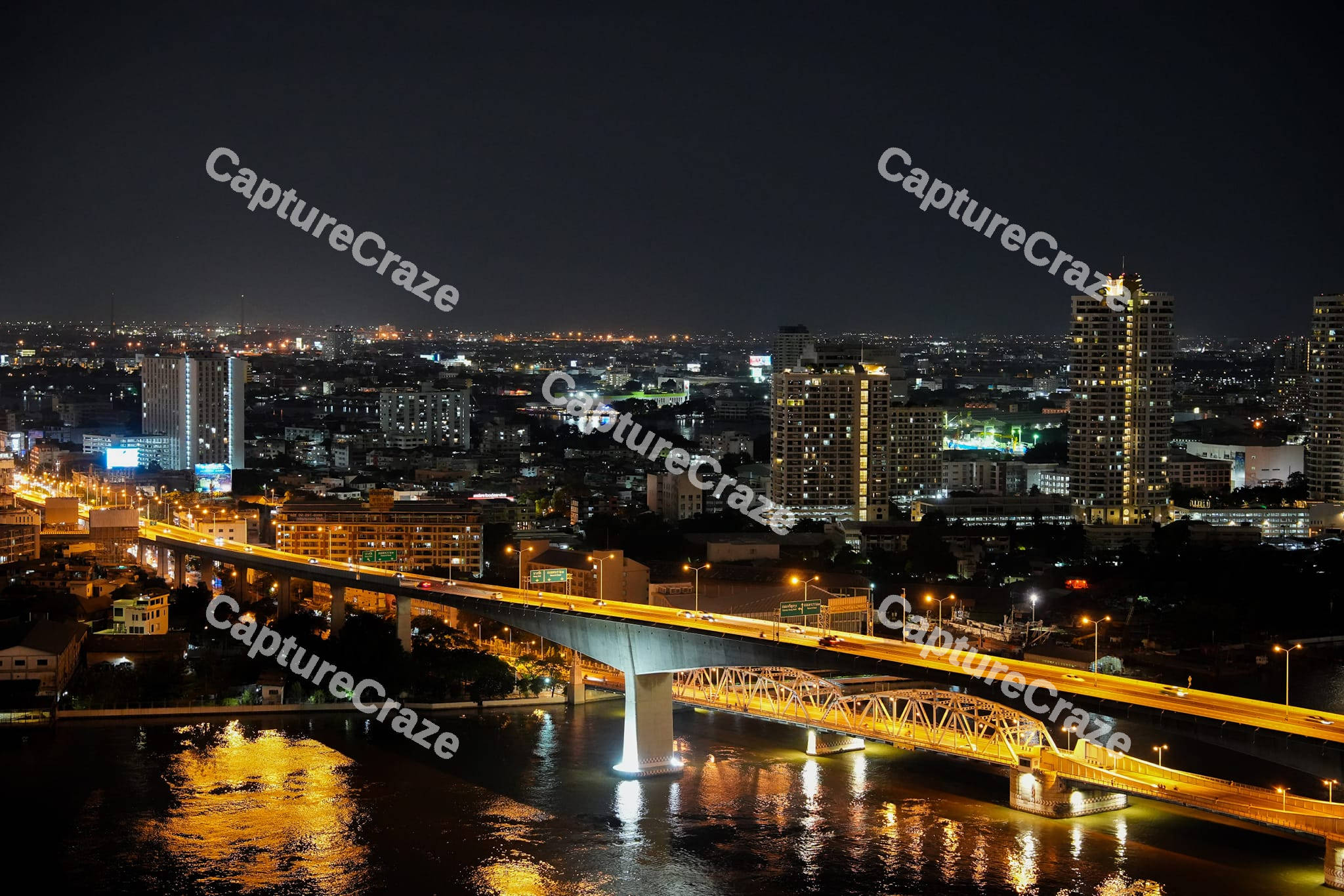 Lit up City at night